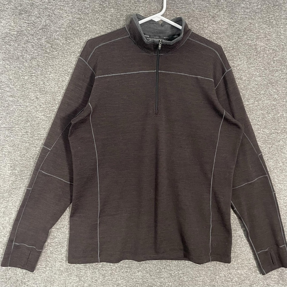 Kuhl Shirt Mens Large Brown 1/4 Zip Mock Neck Pullover Hiking Base Layer Ryzer